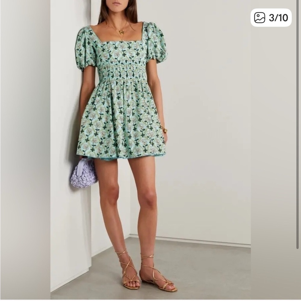 NWT Agua by Agua Bendita Green Floral Mini Dress - Picture 3 of 10